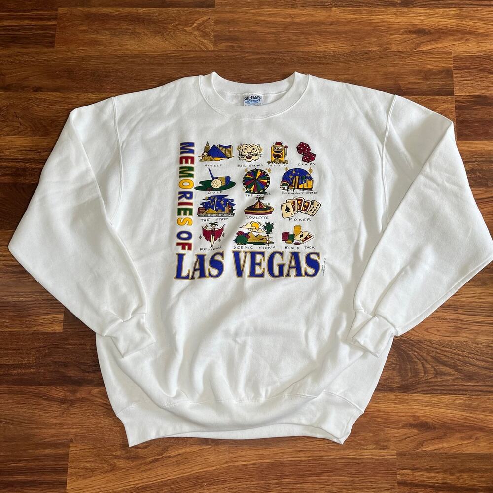 Vintage 90s Memories of Las Vegas Graphic Crewneck Sweatshirt Unisex Large